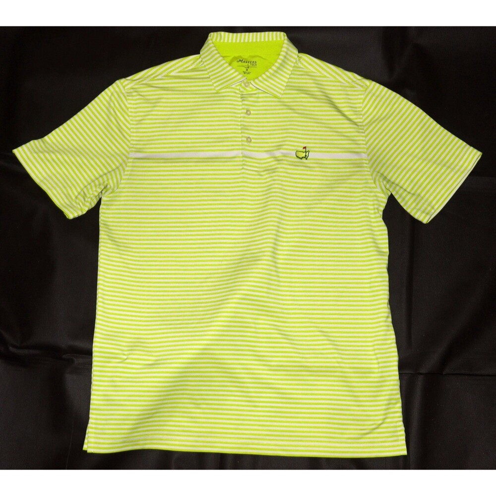 SOLD Masters Tech Performance Short‎ Sleeve Golf Polo Striped Shirt Size Medium